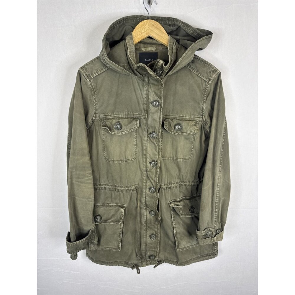 Talula Utility Anorak Jacket Women’s S Olive Green Hooded Military Style‎